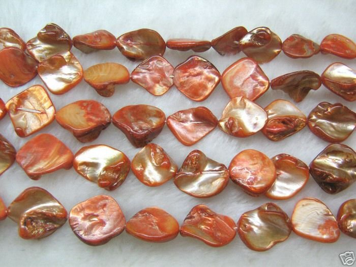 wholesale 10 strands 15mm Shell Beads loose string - orange