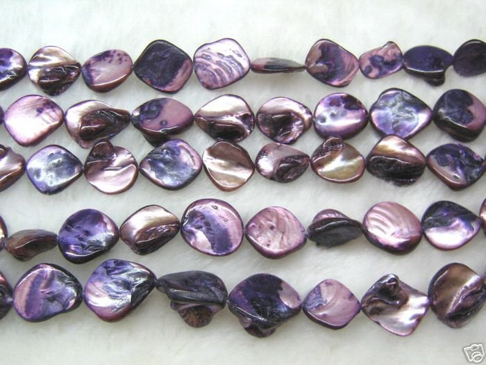 wholesale 10 strands 15mm Shell Beads loose string - purple
