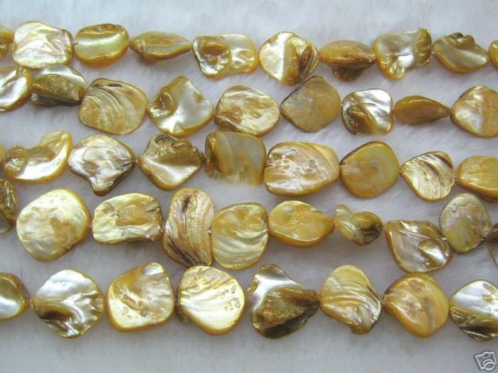 wholesale 10 strands 15mm Shell Beads loose string - yellow