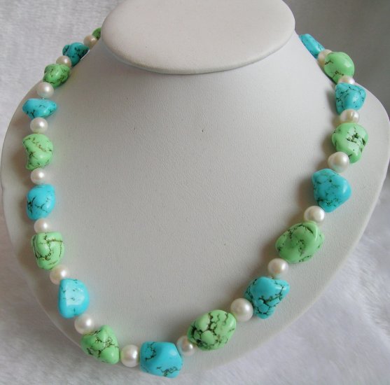 Nature Turquoise& Pearl Necklace