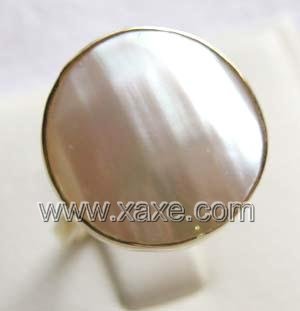 Luxurious 16mm white mabe pearl ring 14K