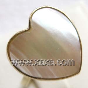 Luxurious 15mm white heart shape mabe pearl ring 14K