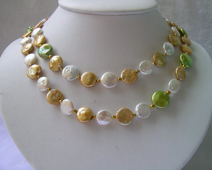 Long 34'' 10-11mm Coin Pearl Necklace