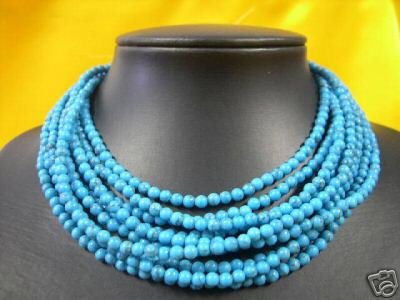 10 strings of turquoise 4mm bead necklace