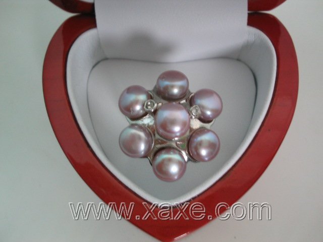 Flower 7pcs freshwater pearl ring - lavender