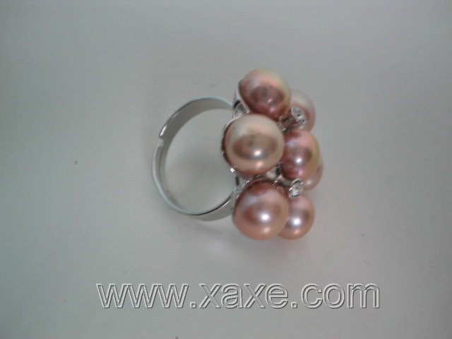 Flower 7pcs freshwater pearl ring - pink