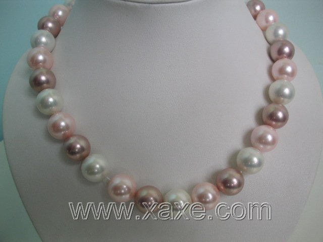 3-color 14mm seashell pearl necklace