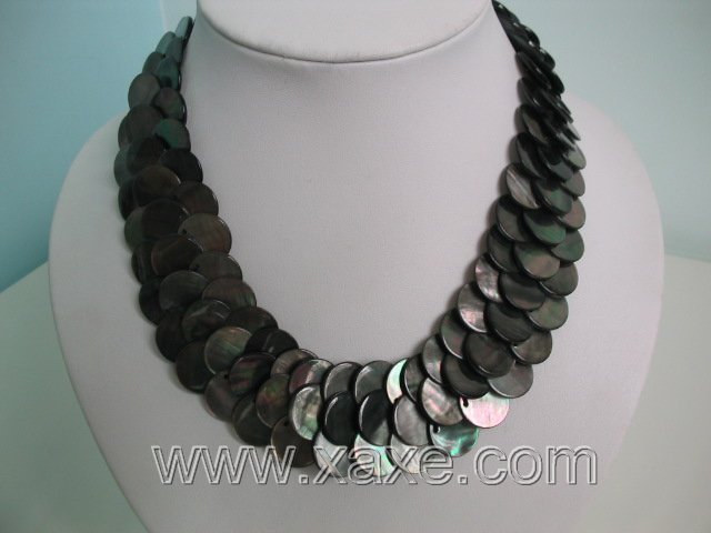 Necklace Peacock Abalone Shell Thin Slice Knit