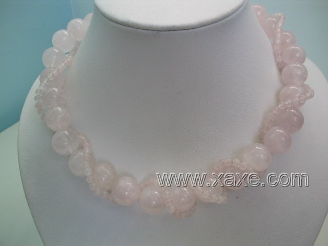 17"" 2 strand pink jad necklace