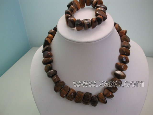 17"" tigerey bead necklace bracelet set