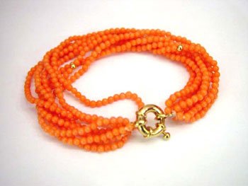 7.5'' 8row pink coral bead bracelet