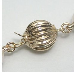 14k solid gold carved ball clasp - 12mm