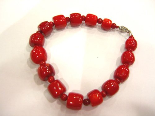 8'' barrel shape coral bead bracelet