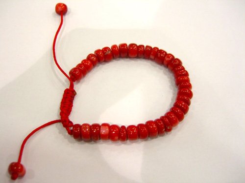 8-9mm coral bead bracelet extended band