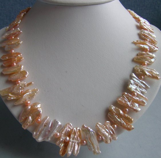 21'' pink biwa pearl necklace