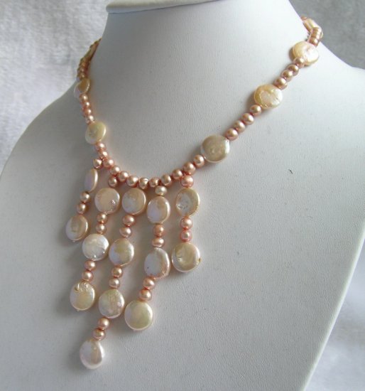 16.5'' pink coin pearl necklace new style