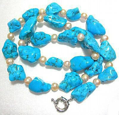 18'' turquise bead and pearl necklace
