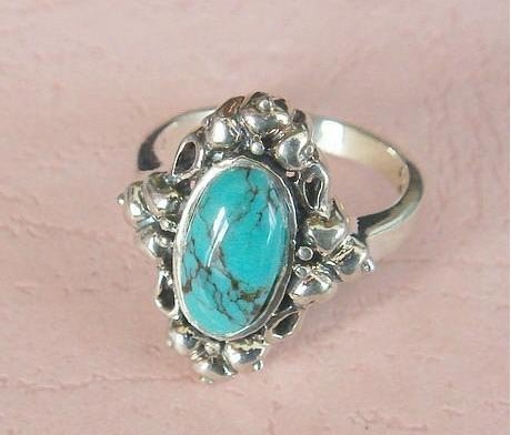 Vintage turquoise ring sterling silver