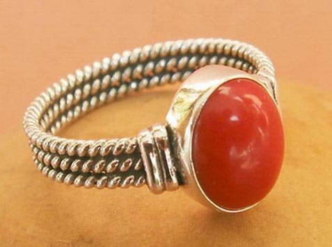 Coral ring sterling silver holder