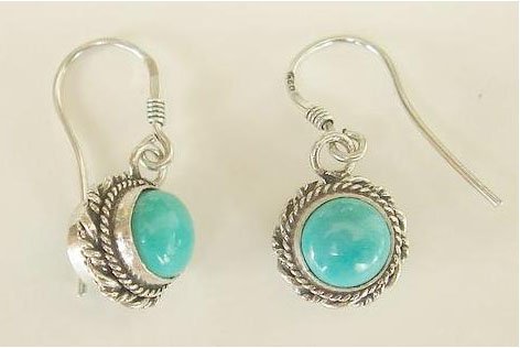 Turquoise earrings sterling silver hook