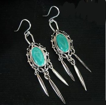 Turquoise earrings silver dangle