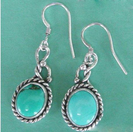 Turquoise earrings oral shape silver