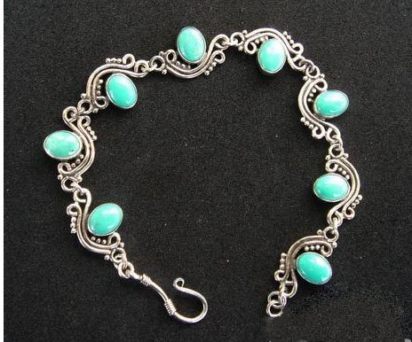 7'' Turquoise bracelet silver chain
