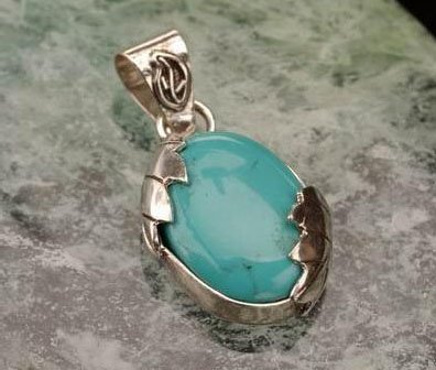 Turquoise pendant oval shape silver