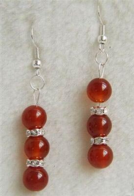 Red jade earring silver hook
