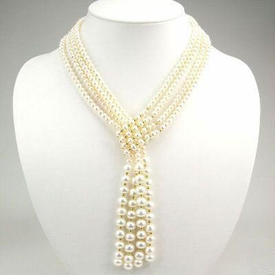 48'' 4 strands white pearl nekclace
