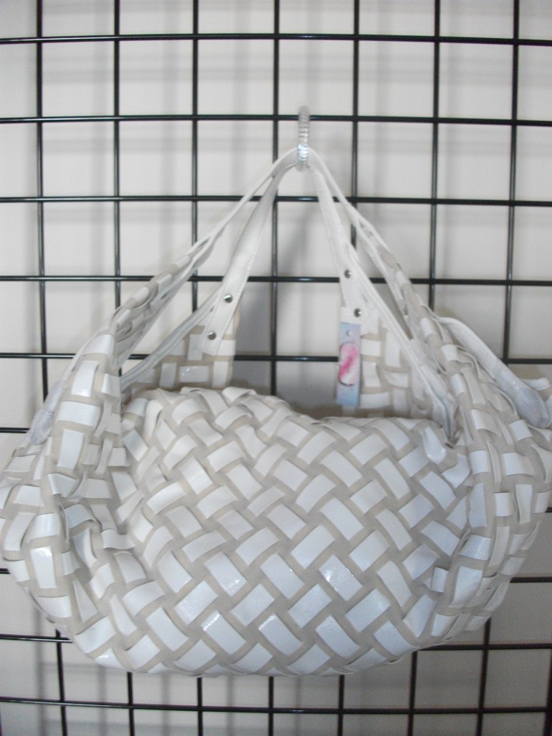 Winter white woven handbag