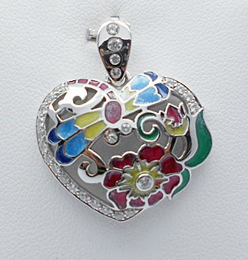 Handmade enameling heart fashion pendant sterling silver