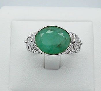 11.23ct Emerald - Carving handmade - Sterling Silver
