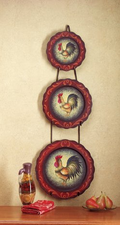 4PC ROOSTER PLATES AND RACK