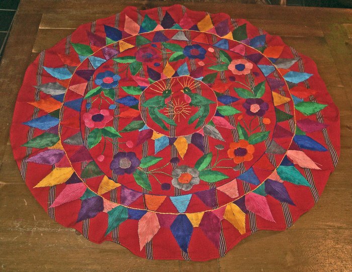 New Red Round Embroidered Table Cloth