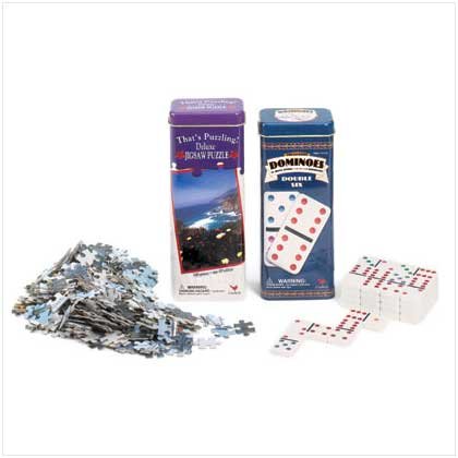 Dominos/Jigsaw Puzzle in Tins