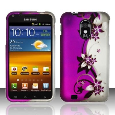 Hard Rubber Feel Design Case for Samsung Epic Touch 4G/Galaxy S2 (Sprint) - Purple Vines