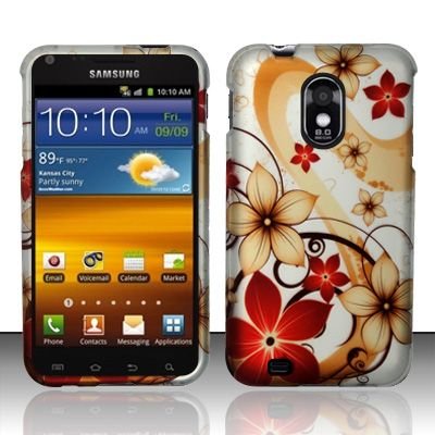 Hard Rubber Feel Design Case for Samsung Epic Touch 4G/Galaxy S2 (Sprint) - Red Flowers