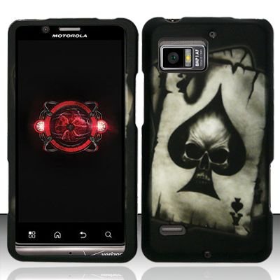 Hard Rubber Feel Design Case for Motorola Droid Bionic 4G XT875 (Verizon) - Spade Skull