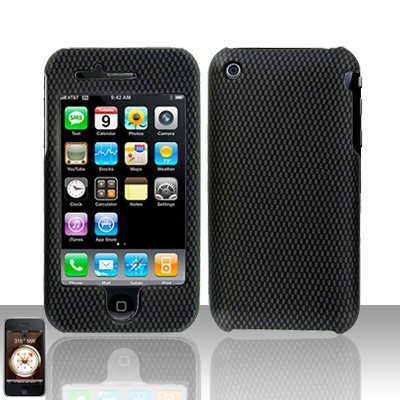 Hard Rubber Feel Design Case for Apple iPhone 3G/3Gs - Carbon Fiber