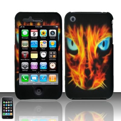 Hard Rubber Feel Design Case for Apple iPhone 3G/3Gs - Fire Kitten