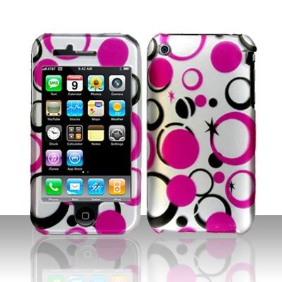 Hard Rubber Feel Design Case for Apple iPhone 3G/3Gs - Pink Dots