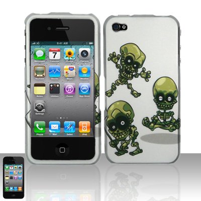 Hard Rubber Feel Design Case for Apple iPhone 4/4S - Goofy Skulls