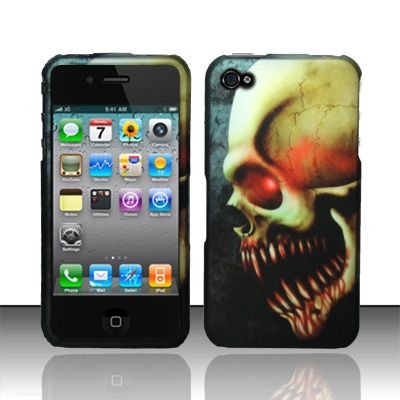Hard Rubber Feel Design Case for Apple iPhone 4/4S - Barbaric Skull