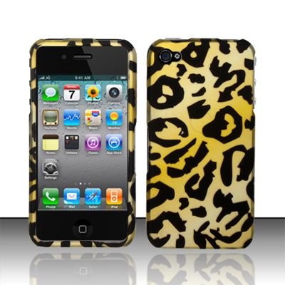 Hard Rubber Feel Design Case for Apple iPhone 4/4S - Cheetah