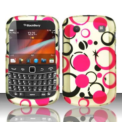 Hard Rubber Feel Design Case for Blackberry Bold Touch 9900/9930 - Pink Dots