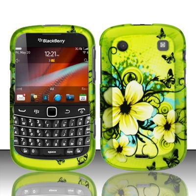 Hard Rubber Feel Design Case for Blackberry Bold Touch 9900/9930 - Hawaiian Flowers