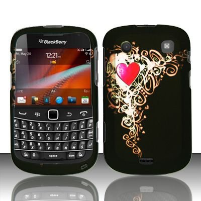 Hard Rubber Feel Design Case for Blackberry Bold Touch 9900/9930 - Royal Heart