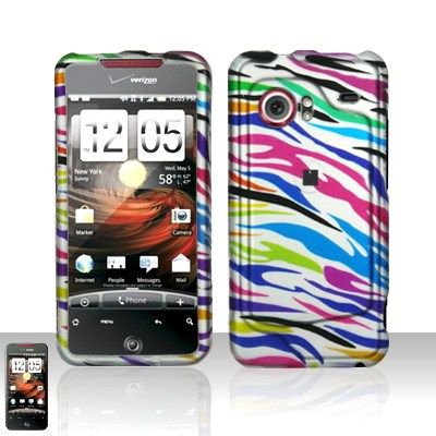 Hard Rubber Feel Design Case for HTC DROID Incredible (Verizon) - Colorful Zebra