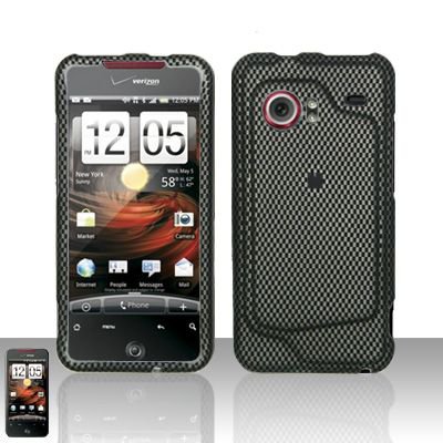 Hard Rubber Feel Design Case for HTC DROID Incredible (Verizon) - Carbon Fiber
